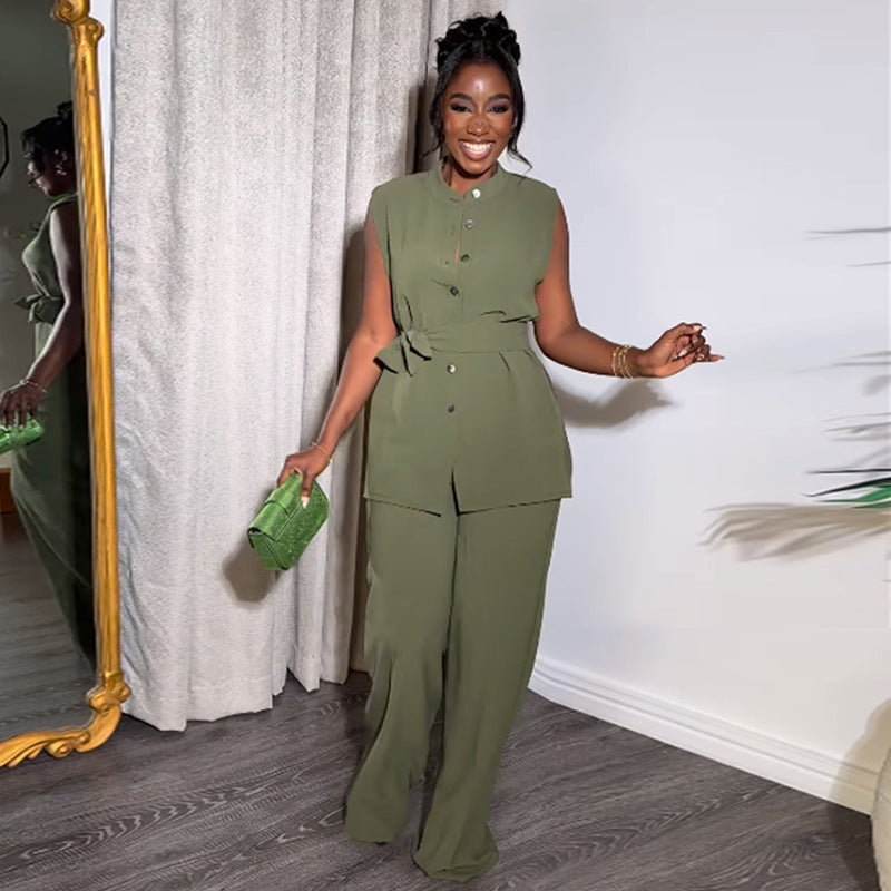 Women's Fashion Tops Wide-leg Trousers Suit