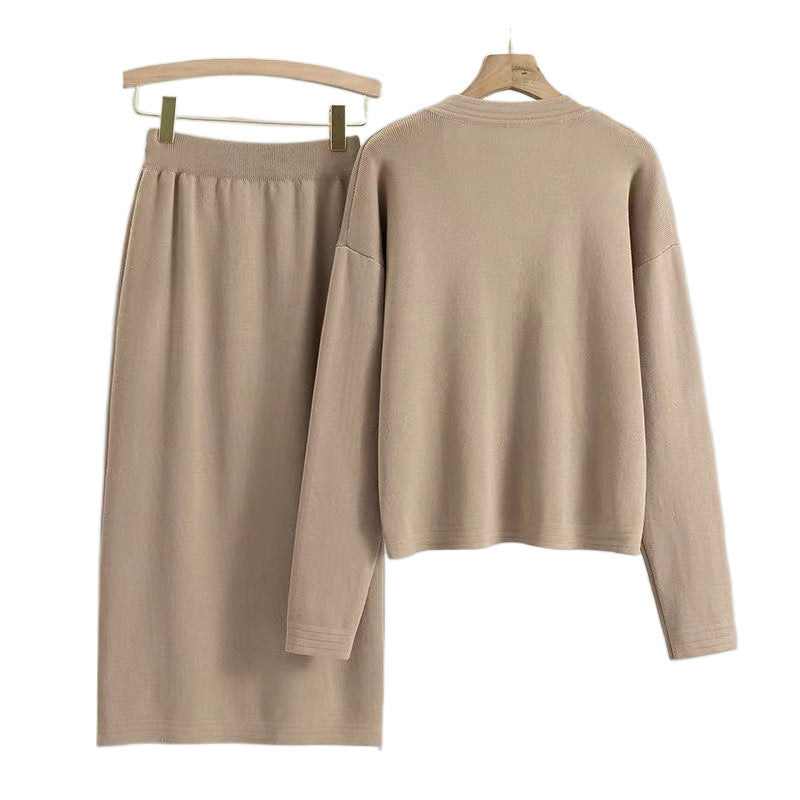 Casual Fashion Knitted Short Sleeve Pants Two-piece Set