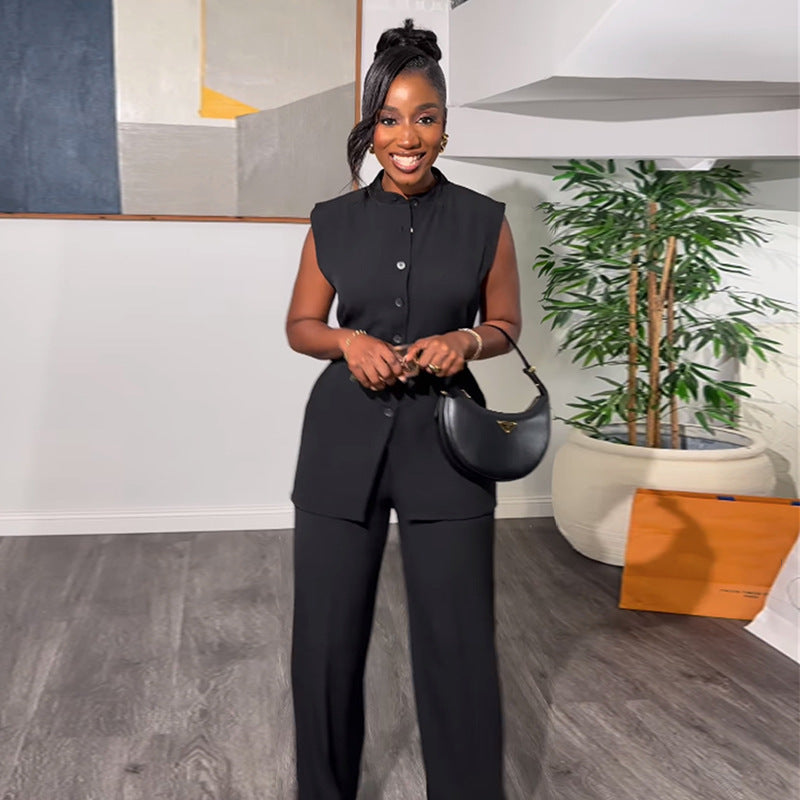 Women's Fashion Tops Wide-leg Trousers Suit